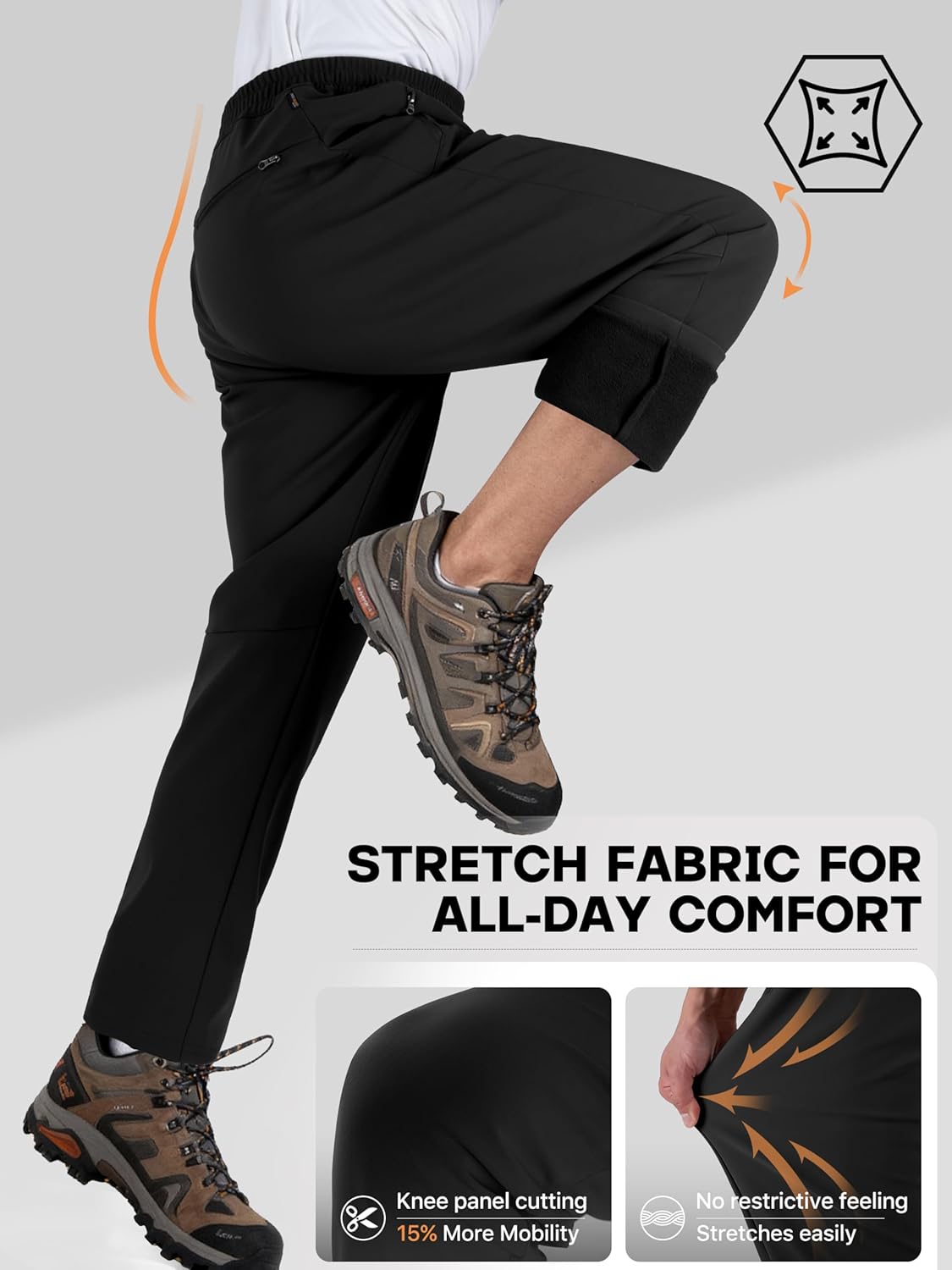 FREE SOLDIER Men's Fleece Lined Winter Pants Waterproof Warm Sweatpants Athletic Thermal Pants - Image 4