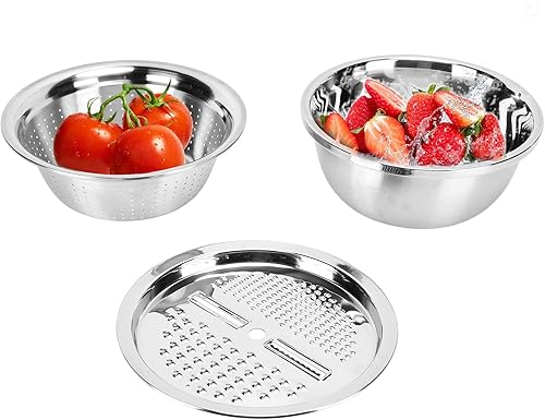 Juego de lavabo de drenaje de acero inoxidable 304 3 en 1 para cortar verduras y frutas, amasar, placa de corte y olla de tamiz de arroz