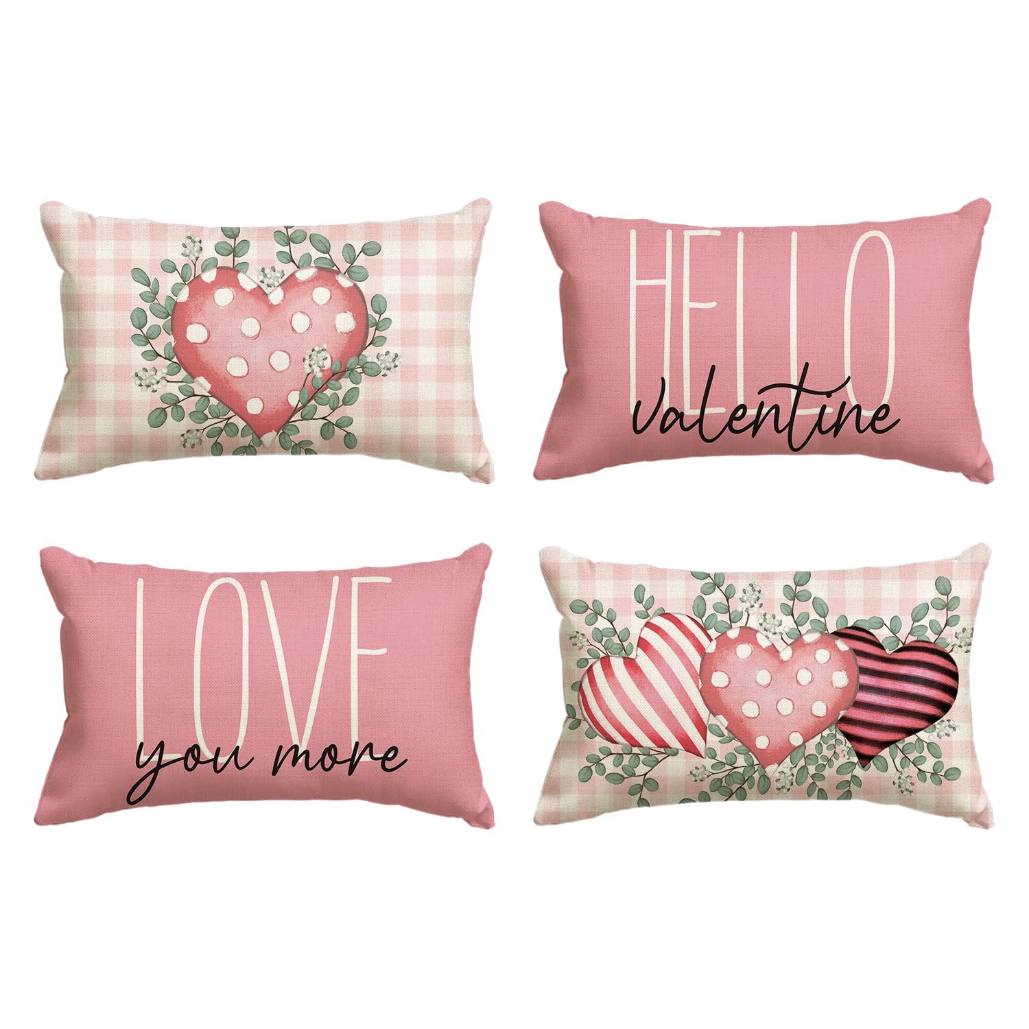 Housses de coussin eucalyptus et coeurs pour un salon cocooning et romantique