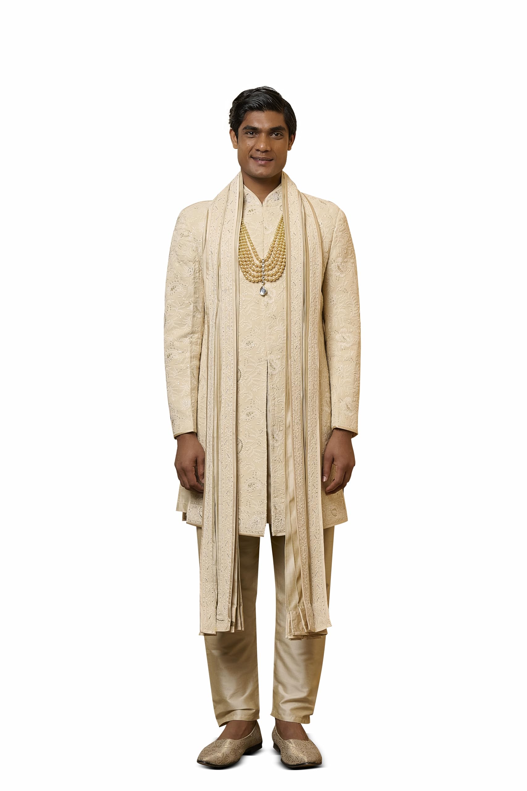Gold Embroidered Sherwani Set-image-26