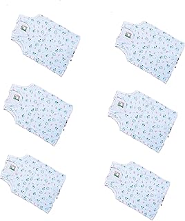 6 فانلات حمالة مطبوعة لحديثي الولادة، مصنوعة من 100% قطن متعدد الرسومات