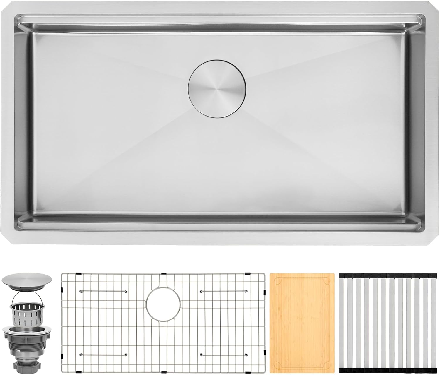 Undermount Kitchen Sink, 16 Gauge SUS304 Stainless Steel All In One Workstation Sink with Ledge & Accessories,32" x 18" x 6" Large Single Bowl ADA-Compliant Kitchen Sinks,6 Inch Deep ADA Sink