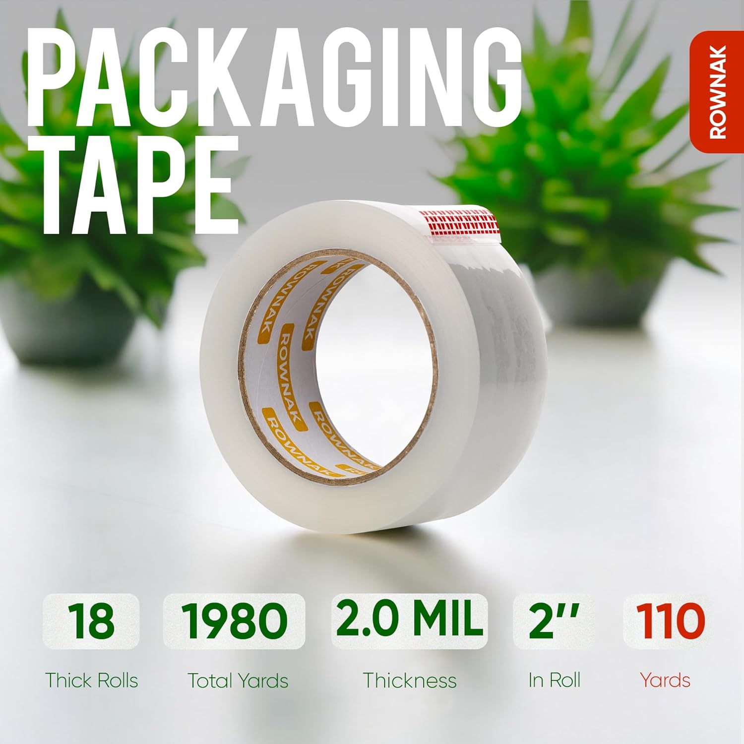 Clear Packing Tape 18 Rolls - Heavy Duty Packaging Tape 2.0mil Thick, 2.0 in. Wide x 110 Yards - Strong Adhesive, Silent, Reliable Package Tape for Home Office Shipping Moving Sealing