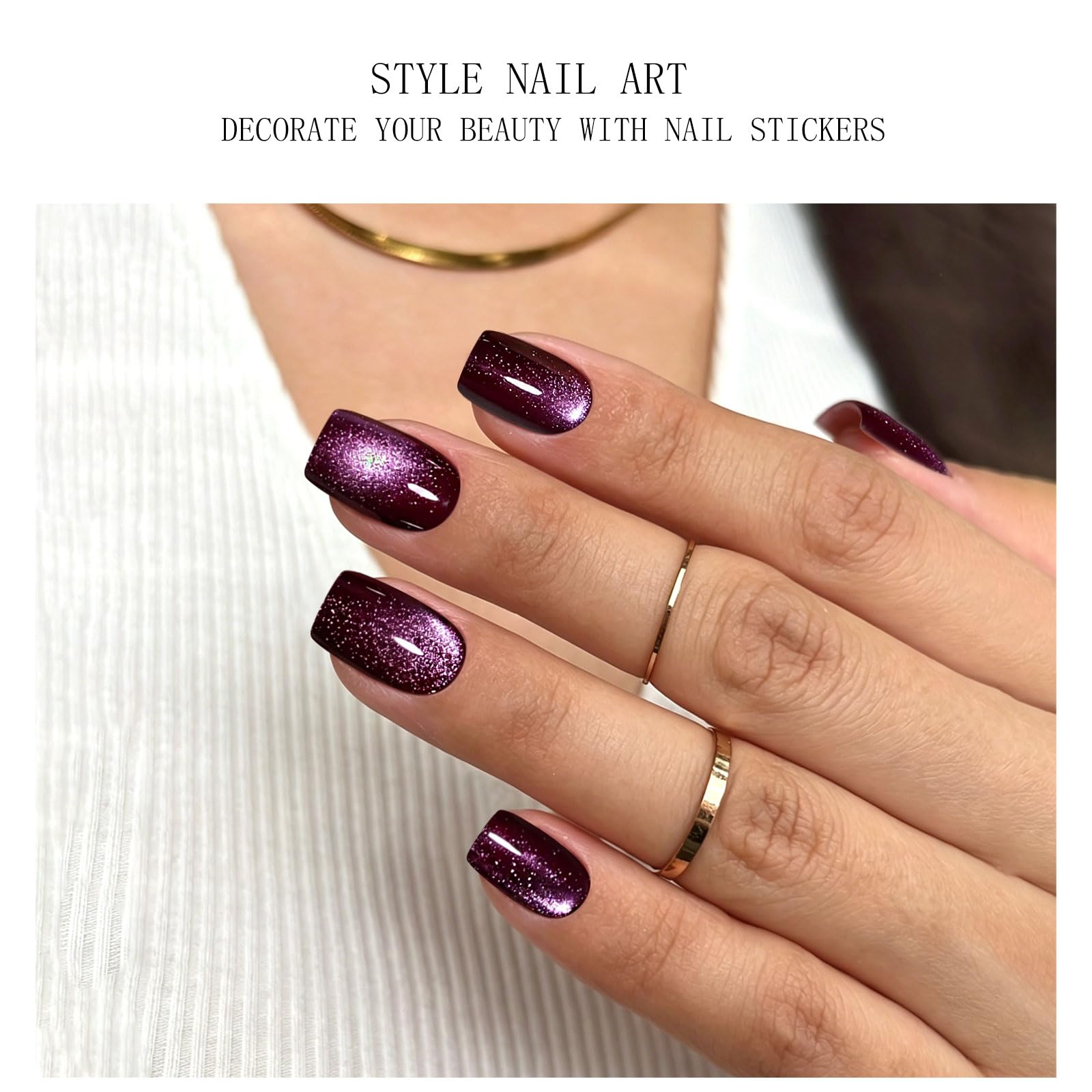 JMEOWIO Kocie oko folia do paznokci UV Żel Nail Art naklejka naklejka na paznokcie samoklejąca dekoracja paznokci