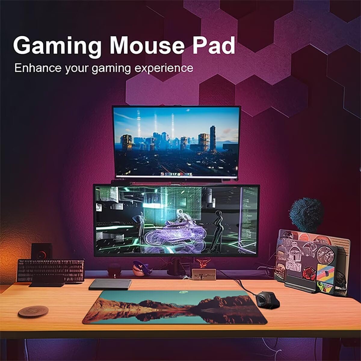 Tappetino per Mouse Gaming XXL 1200x600x3mm– Ufficio Mousepad Grande – Migliora la Velocità e la Precisione Tenuta Stabile Sottomano per Ufficio e Casa Accessori Scrivania Paesaggio PjY17119 N-U