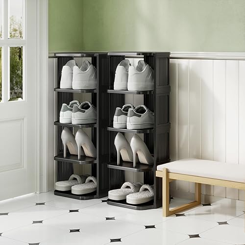 Miniatura 2 de Kitstorack Zapatero apilable de 10 niveles para armario y entrada de puerta delantera, soporte de plástico independiente, organizador vertical