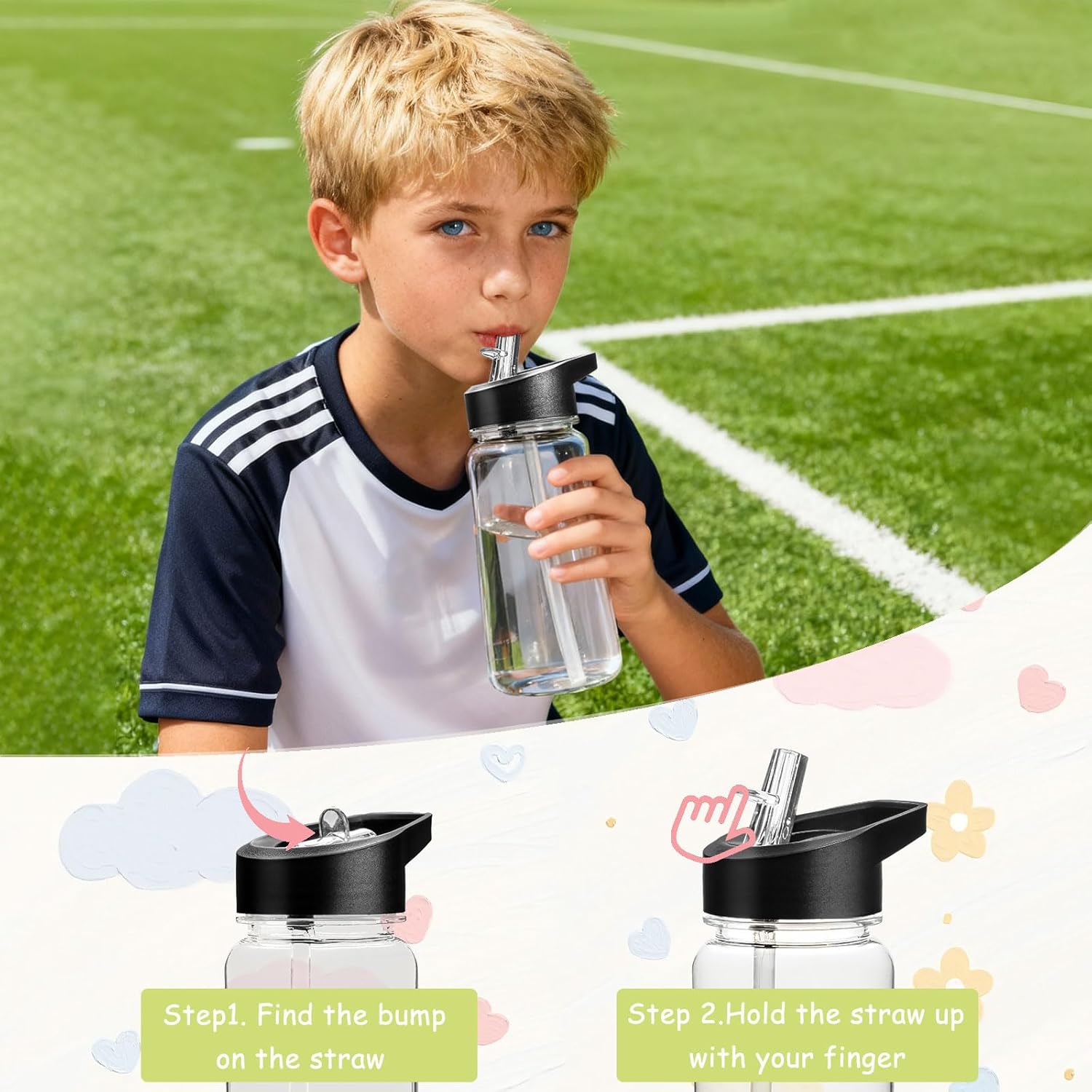 12 Pack Clear Water Bottle with Straw Lid Handle, 14oz Reusable Blank Water Bottles Bulk, Wide Mouth, Leak Proof, Lightweight for Sports Travel Cycling Camping, Plastic, DIY Gift - Image 5