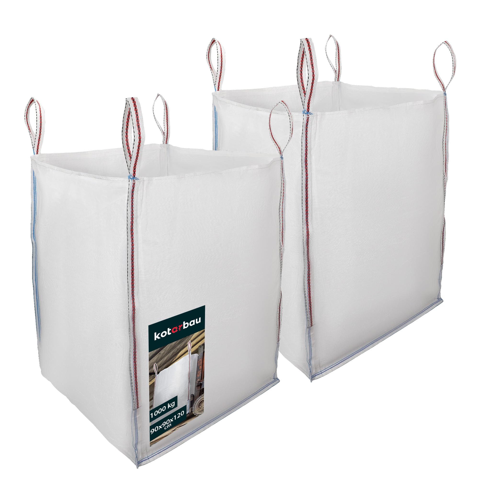 KOTARBAU® Sac Big Bag Vide, Bigbag, Big Bag Bois, Big Bag Gravat, Big Bag Jardin, Sac Gravat Chantier 90 x 90 x 120 cm 1000 kg 2 Pieces