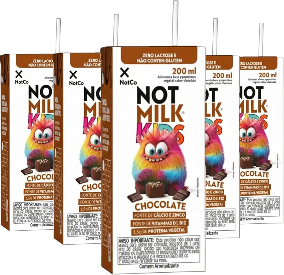 Kit com 6 Unidades - Achocolatado NOT MILK Kids 200ml - 100% Vegetal - Zero Lactose - Enriquecido com Vitaminas