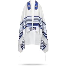 Premium Menorah Tallit Prayer Shawl, Hand-Tied Tzitzit in Israel by a Jewish Craftsman, Bag & Kippah Included