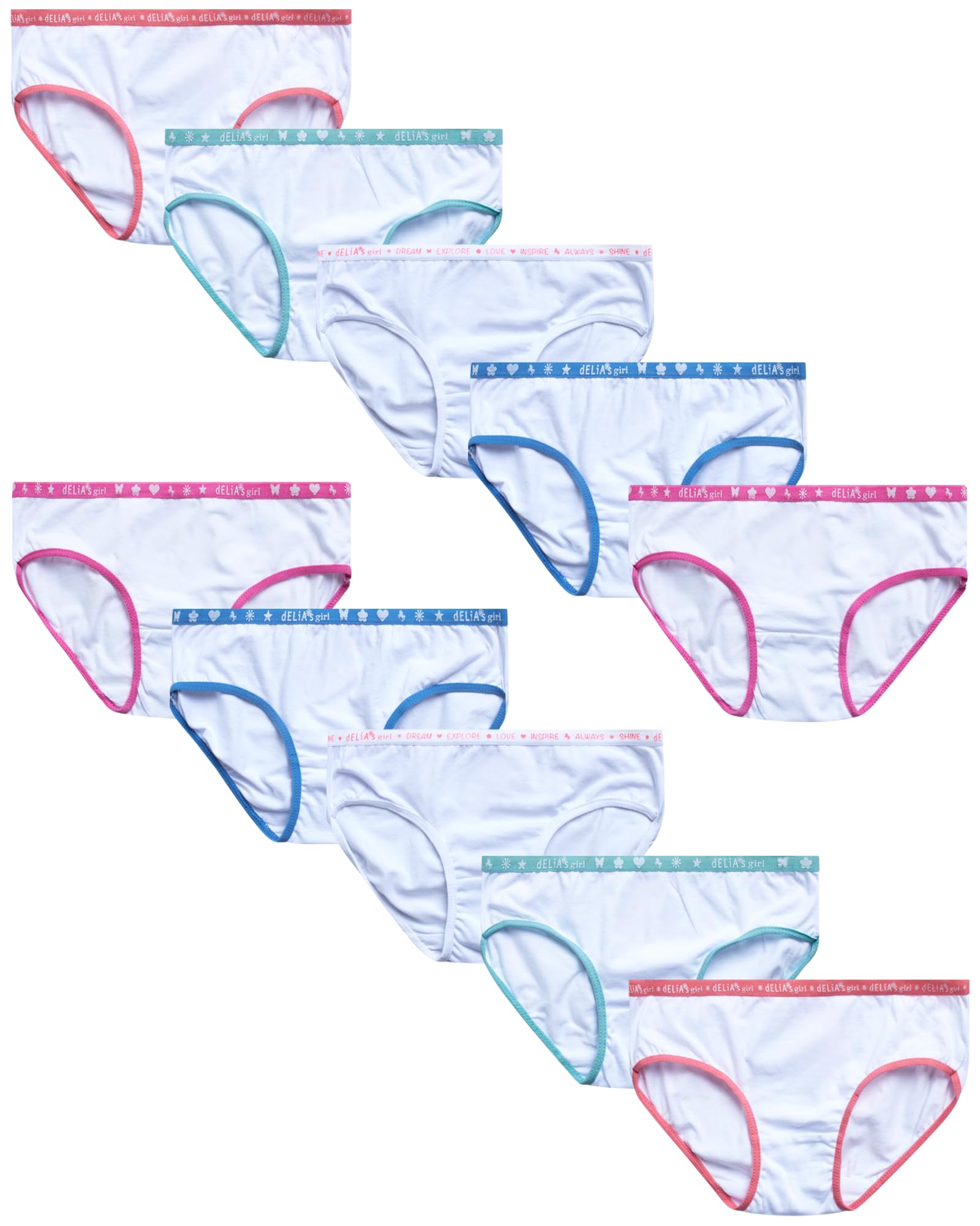dELiA*s Girls’ Underwear – 10 Pack Stretch Cotton Briefs Panties (6-14)