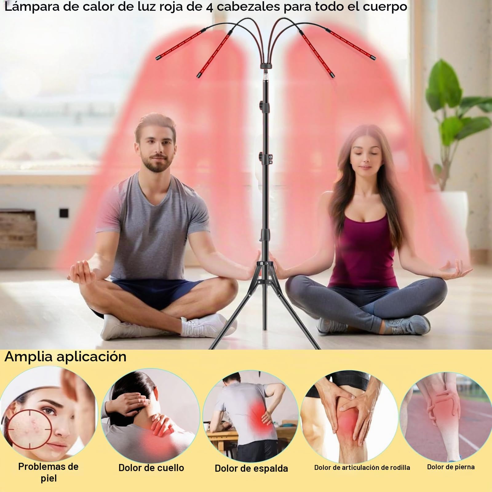 Lámpara de terapia de luz roja, luz de calentamiento por infrarrojos de 660 nm y 850 nm para rostro, espalda, cuerpo, alivio del dolor y antienvejecimiento, panel de luz roja de 120 piezas LED
