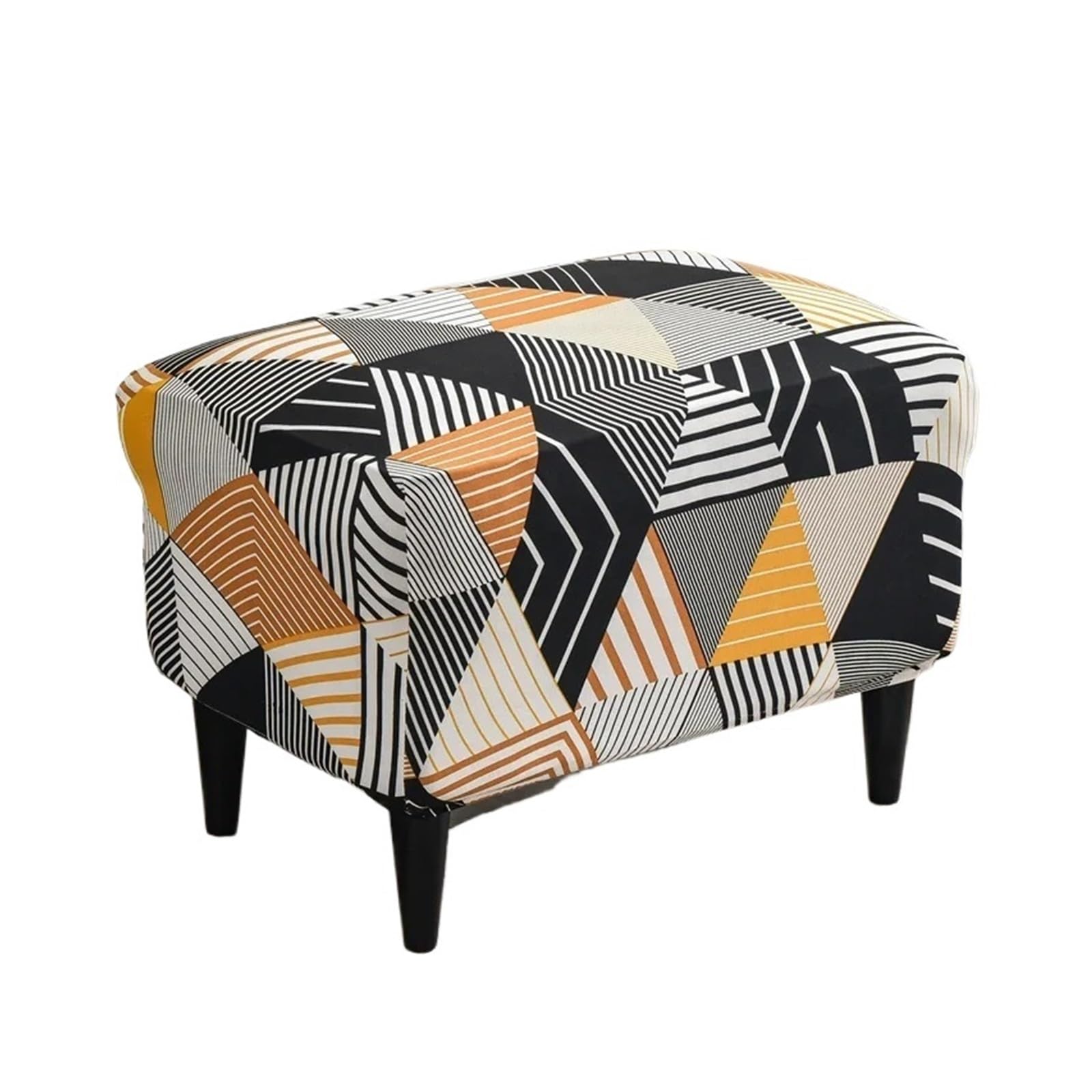 GCYEIDMA Wing Chair Slipcover Flowers Wing Chair Cover Sloping Back Armchair Covers Elastic Slipcover Wingback Sofa(B11 Stool Cover)