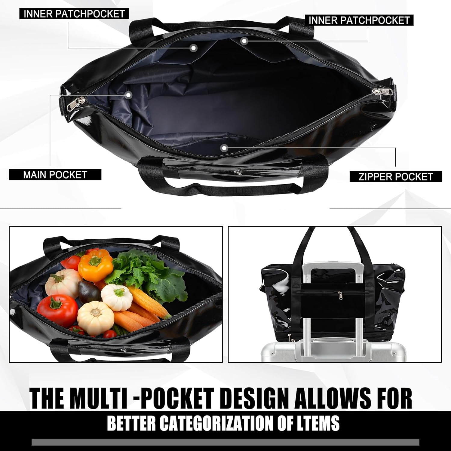 Abbylike Reusable Grocery Bag on Wheels Shopping Bag with Detachable Swivel Wheels Waterproof PP Collapsible Shopping Cart Portable Large Capacity Grocery Tote for Groceries Traveling Camping Moving