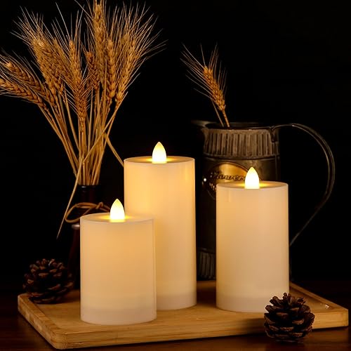 Miniatura 5 de DRomance Velas sin llama impermeables para exteriores con control remoto de 10 teclas y temporizador, funciona con pilas, velas LED planas blancas