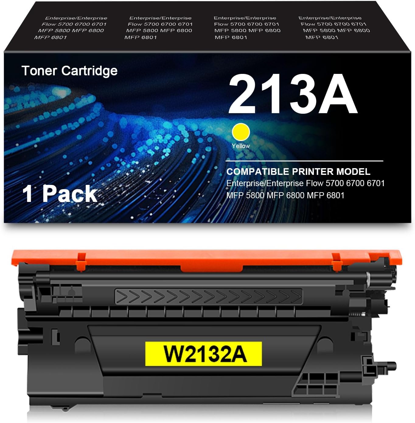 Remanufactured 213A Toner Cartridge Replacement for HP 213A Toner Cartridge 213 A 213X 213Y for 5700 6700 6701 MFP 5800 MFP 6800 MFP 6801 Printer (1 Yellow)