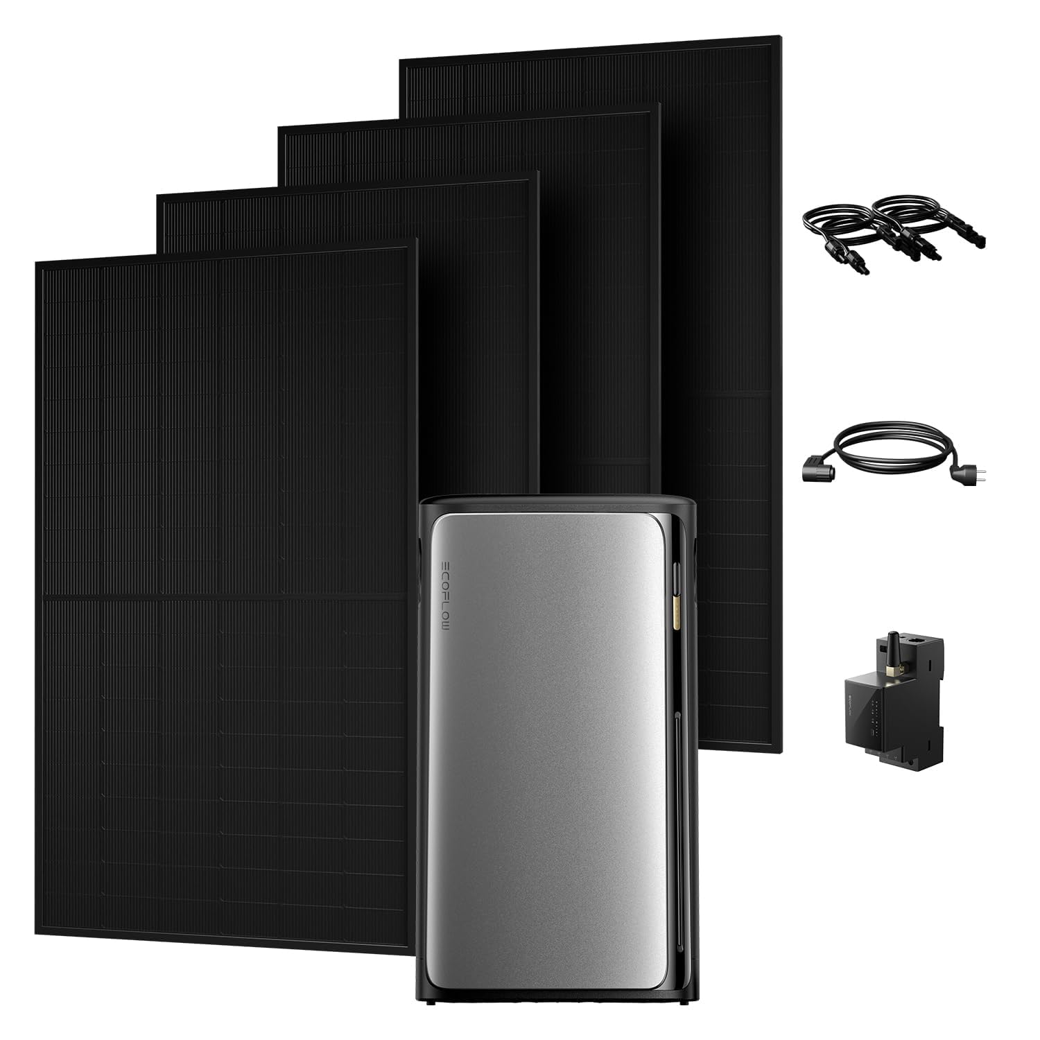 Powerness® All in One 2000W Balkonkraftwerk mit Speicher 1920Wh, ECOFLOW STREAM Ultra mit 4 MPPT, Smarten Zähler&Zubehör Komplettset, 4× 500W Full Black Bifaziale Solarmodule, Plug & Play (0% MwSt)
