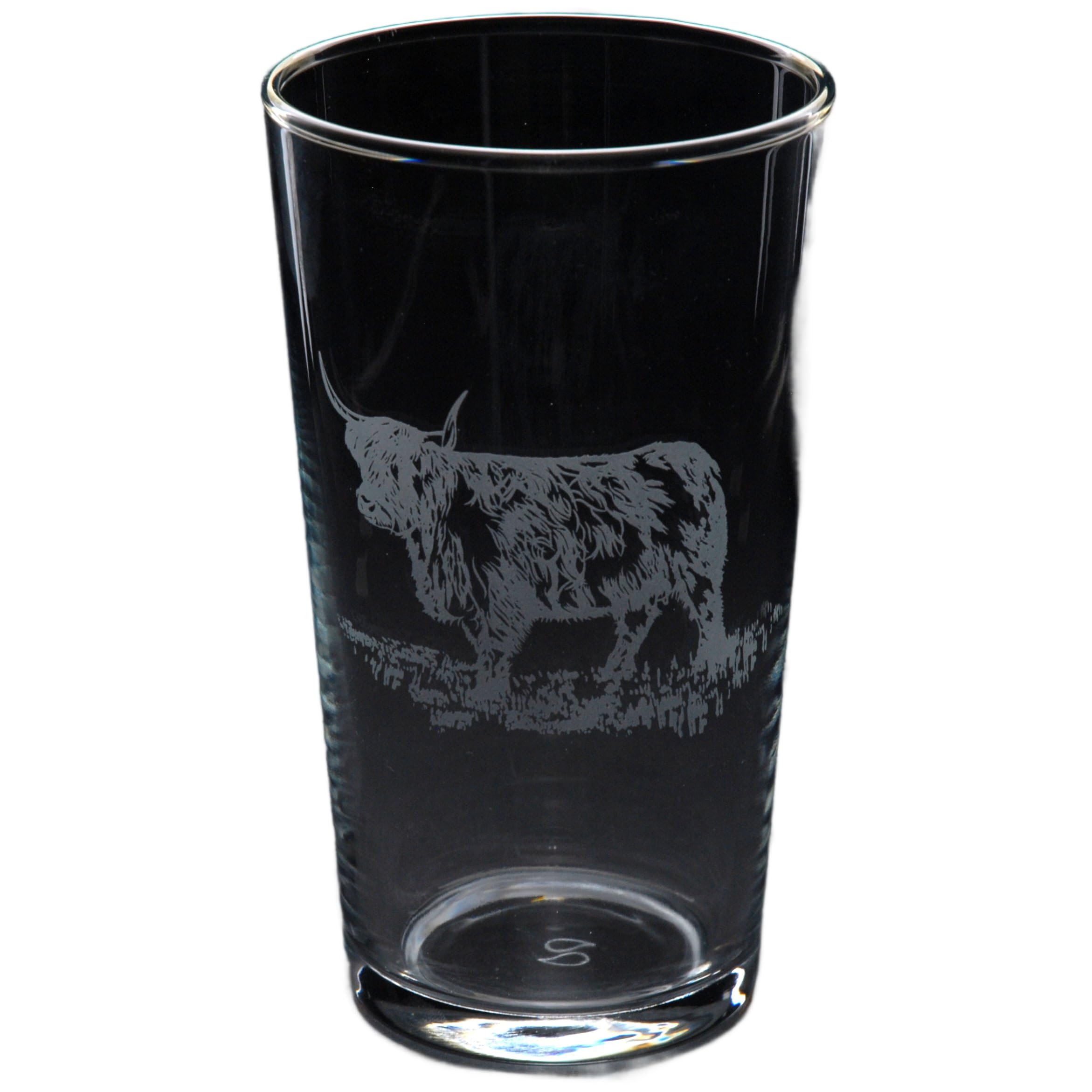 GLYPTIC Glass Art Highland Cow Hand Etched/Engraved Pint Glass
