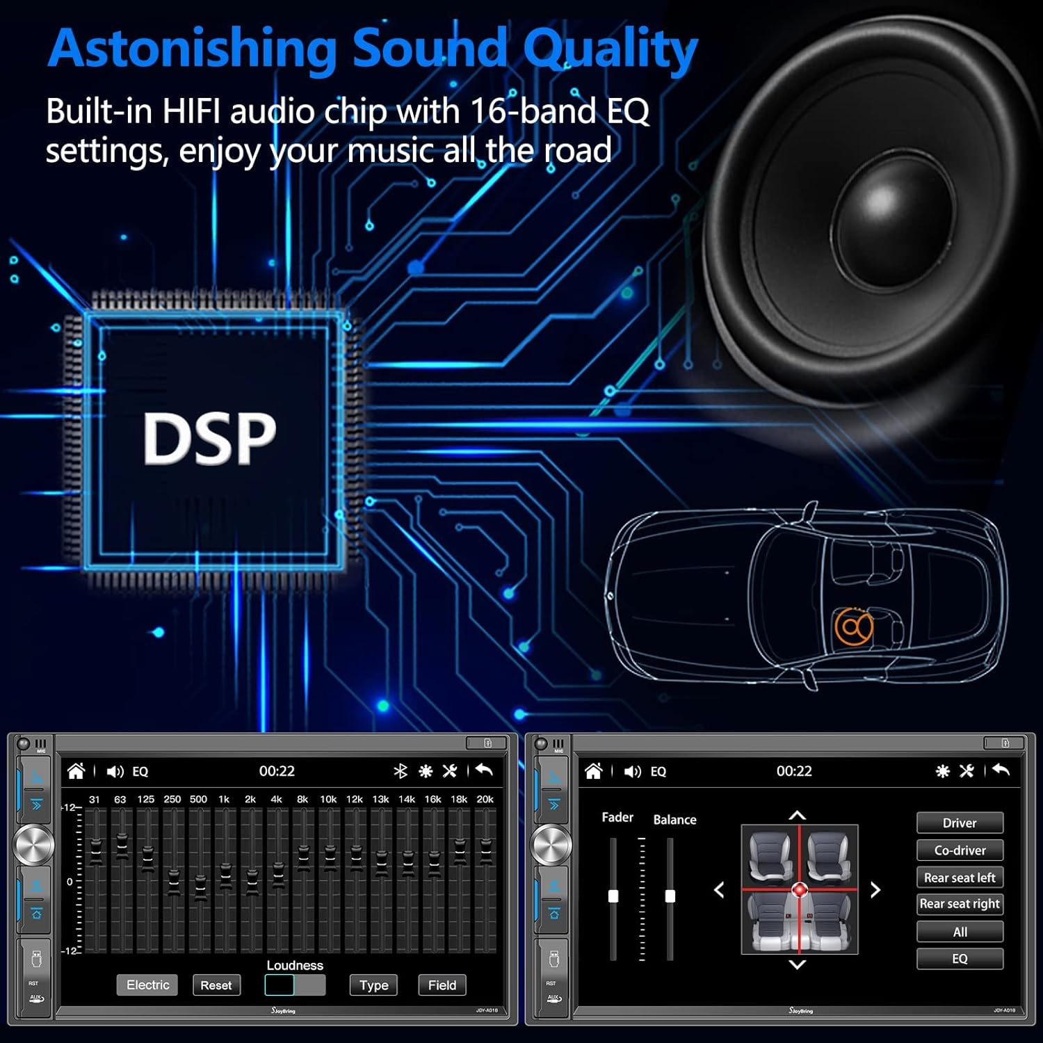 🔥 Crazy Deals JOY-9086 Double Din HD Capacitive Touch AM/FM Car Stereo - 10 Band EQ, PhoneLink - Bluetooth, USB, MicroSD with Backup Camera