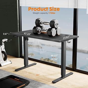 Stand Up Desk,48 X 24 Inches with Adjustable Desktop Height,Standing Upright Office Desk with 6 Button Controller for Office Desks&workstations (Black)