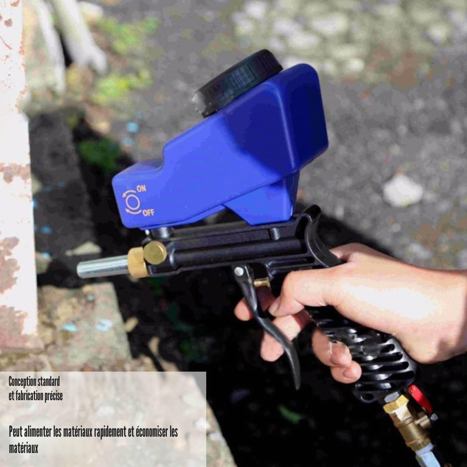 Sableuse à Alimentation par gravité, 70-150 PSI 6000 Tr/min Kit de Pistolet de Sablage à Main, Pistolet de Sablage à Air comprimé pour Nettoyer la Rouille, la saleté, le Décapant d