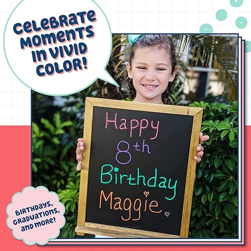 Miniatura 6 de Chalkola Marcadores de tiza de punta extra fina para pizarra (punta de 0.039 in, paquete de 10 unidades), borrado en húmedo, bolígrafos de tiza