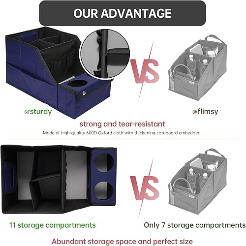 Miniatura 5 de MULISOFT Organizador de asiento de automóvil, organizador de asiento trasero con 11 compartimentos de almacenamiento y 2 portavasos, azul