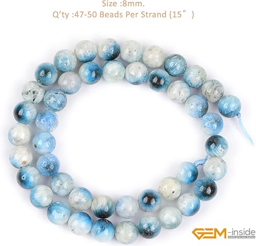 Miniatura 817 de GEM-Inside - Cuentas sueltas de piedra de lava negra natural de 0.315 in para hacer joyas, 15 pulgadas Cordierita de grado A