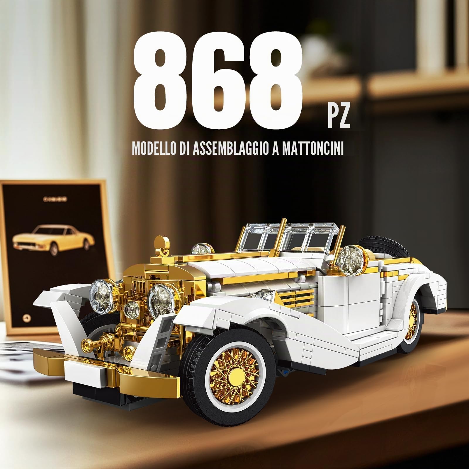 MOULD KING 10003 Technology - Modellino di auto d'epoca, costruisci la tua auto da corsa, 868 pezzi, età 8+