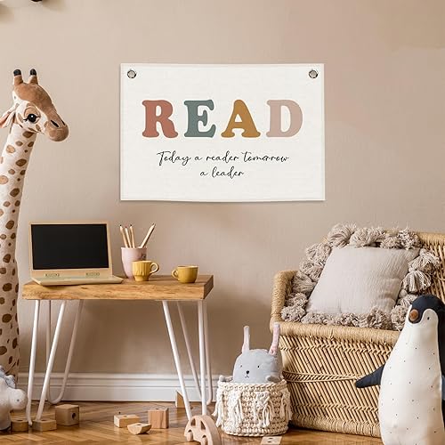 Miniatura 4 de Cartel de lectura bohemia, decoración de habitación infantil para amantes de los libros, biblioteca, guardería Today A Reader Tomorrow A Leader,