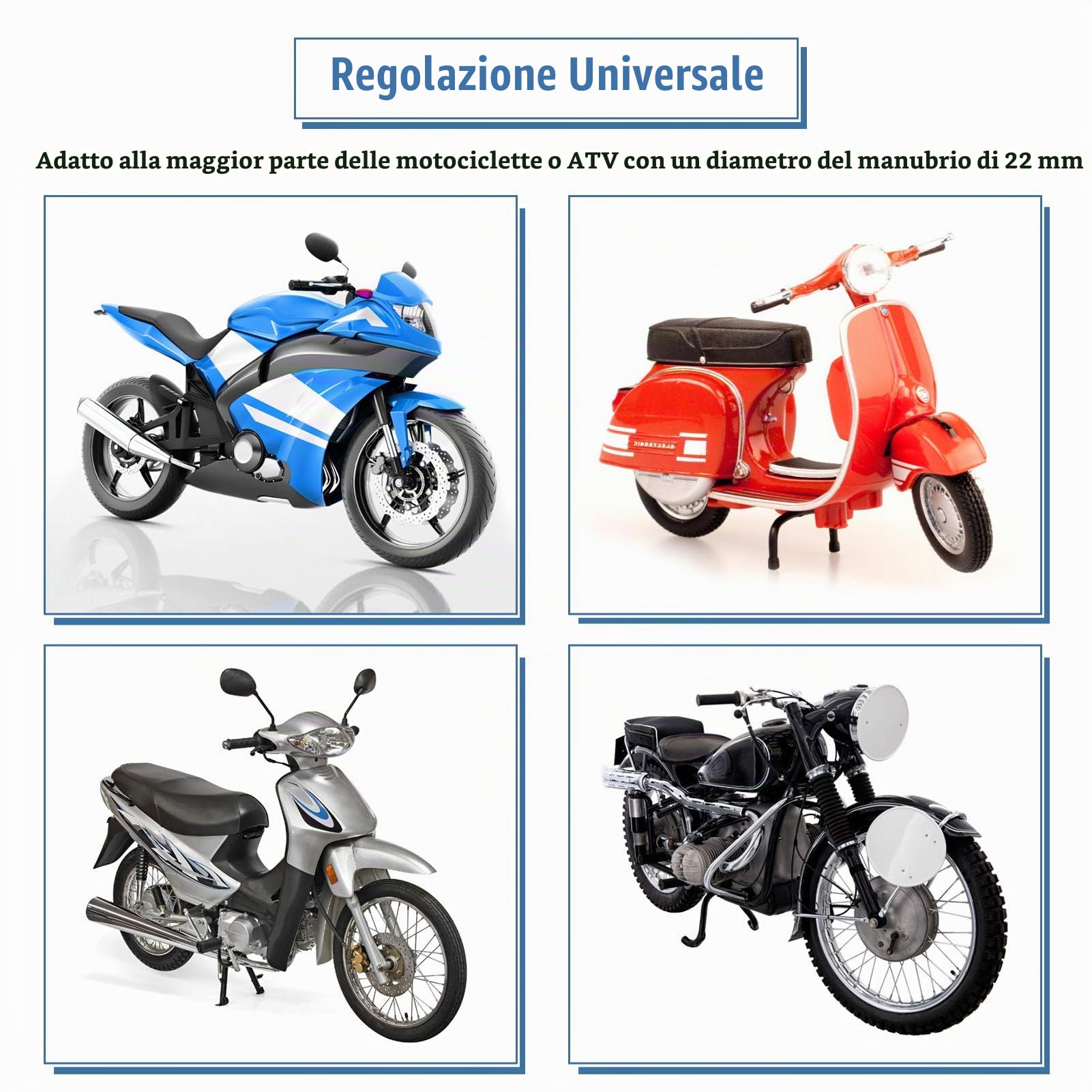 Manopole Riscaldamento Manubrio Moto Universali 22mm, Manubrio Riscaldato