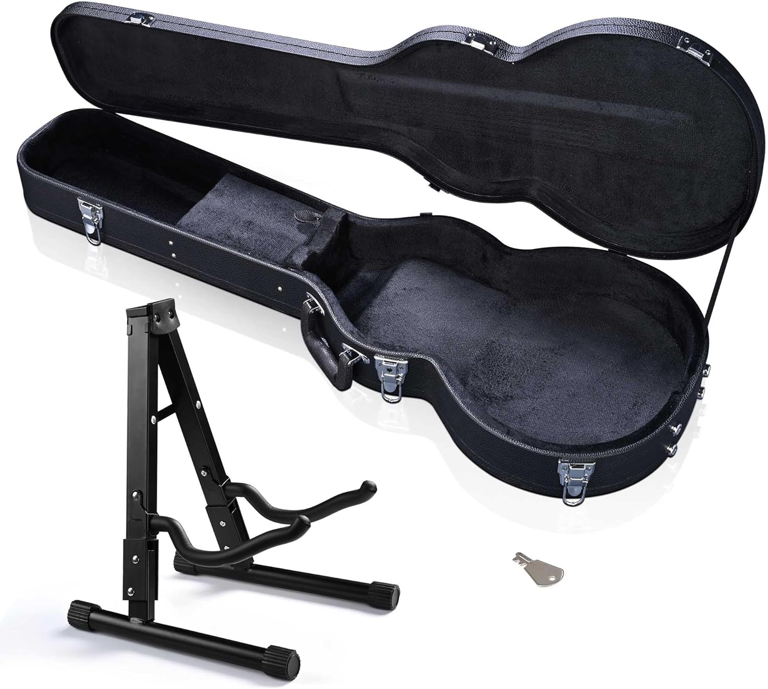 AW Les Paul Electric Guitar Hard Case with Folding Guitar Stand Wooden Hard Shell Classical Case fits Gibson Les Paul LP Style A-Frame Instrument Display