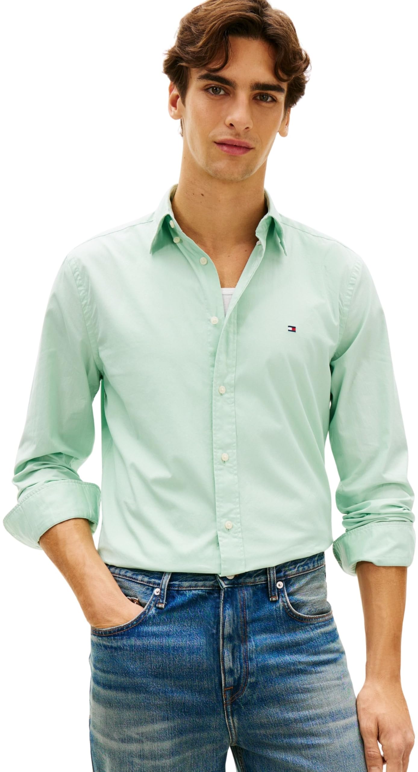 Tommy Hilfiger Herren Hemd Flex Poplin Solid Regular Fit