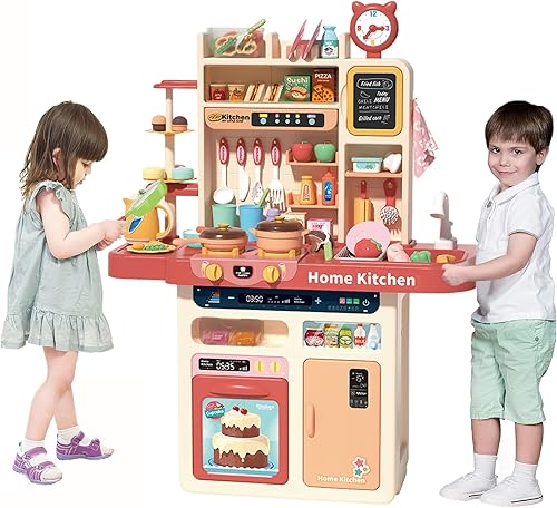 Miniatura 5 de BeibeGood - Juego de cocina para niños pequeños, juego de cocina de simulación, juego de accesorios de juguete con sonidos reales y luz, fregadero