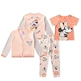 Minnie Mouse Girls Pants set with Varsity Cardigan, and Short Sleeve T-Shirt 3 Piece Set for Toddler to Big Kids