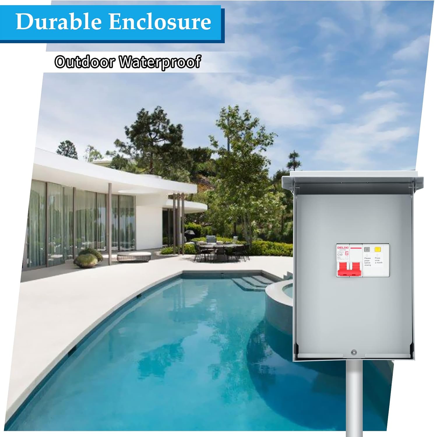 briidea 50 Amp Spa Panel with 3-Pole 50 Amp GFCI Breaker, IP 65 Waterproof, Ideal for Spas, Hot Tubs, Swimming Pools, Home