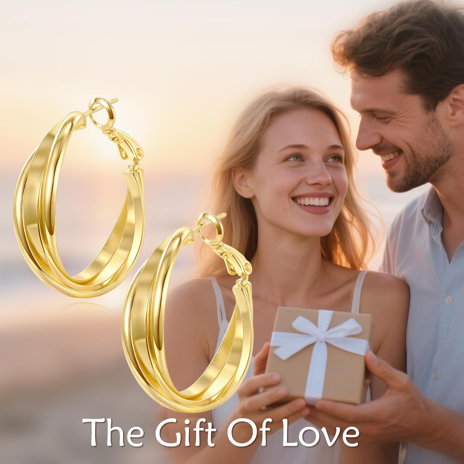 14K Gold Hoop Earrings Statement Chunky Hoop Earrings Gold Hoops Hypoallergenic Trendy Jewelry Valentine's Day Gifts for Women - Image 6