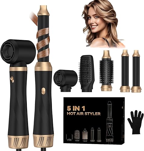 Cepillo secador de pelo 5 en 1, juego de cepillos secadores de pelo con rizador de aire, cepillo iónico negativo, herramienta de pelo desmontable