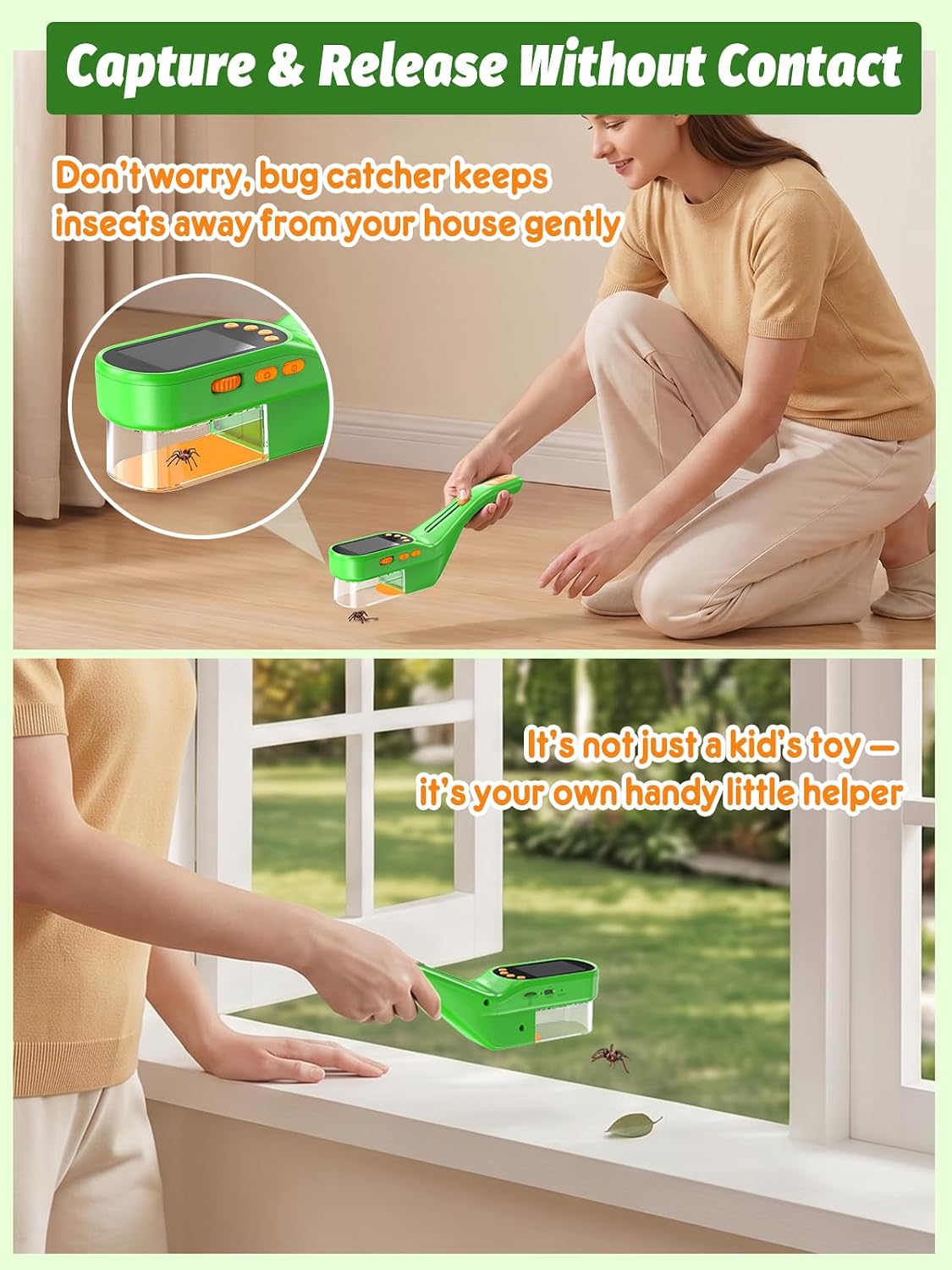 Microscope for Kids, Bug Catcher, 2.4" IPS Screen Bug Catching Kit | Handheld Digital Miniscope, Outdoor STEM Toy Portable Pocket Microscope Gifts for Age 5 6 7 8 9 10 11 12