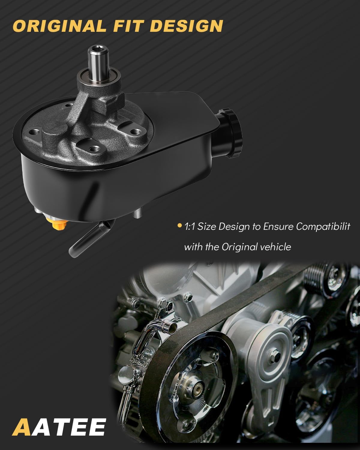AATEE Power Steering Pump with Reservoir for:-Chevy for:-GMC C1500 C2500 K1500 K2500 Suburban Tahoe Yukon 1990 1991 1992 1993 1994 1995 4.3L 5.0L 5.7L Replace# 20-7828 207828 967828 19153678 207828F