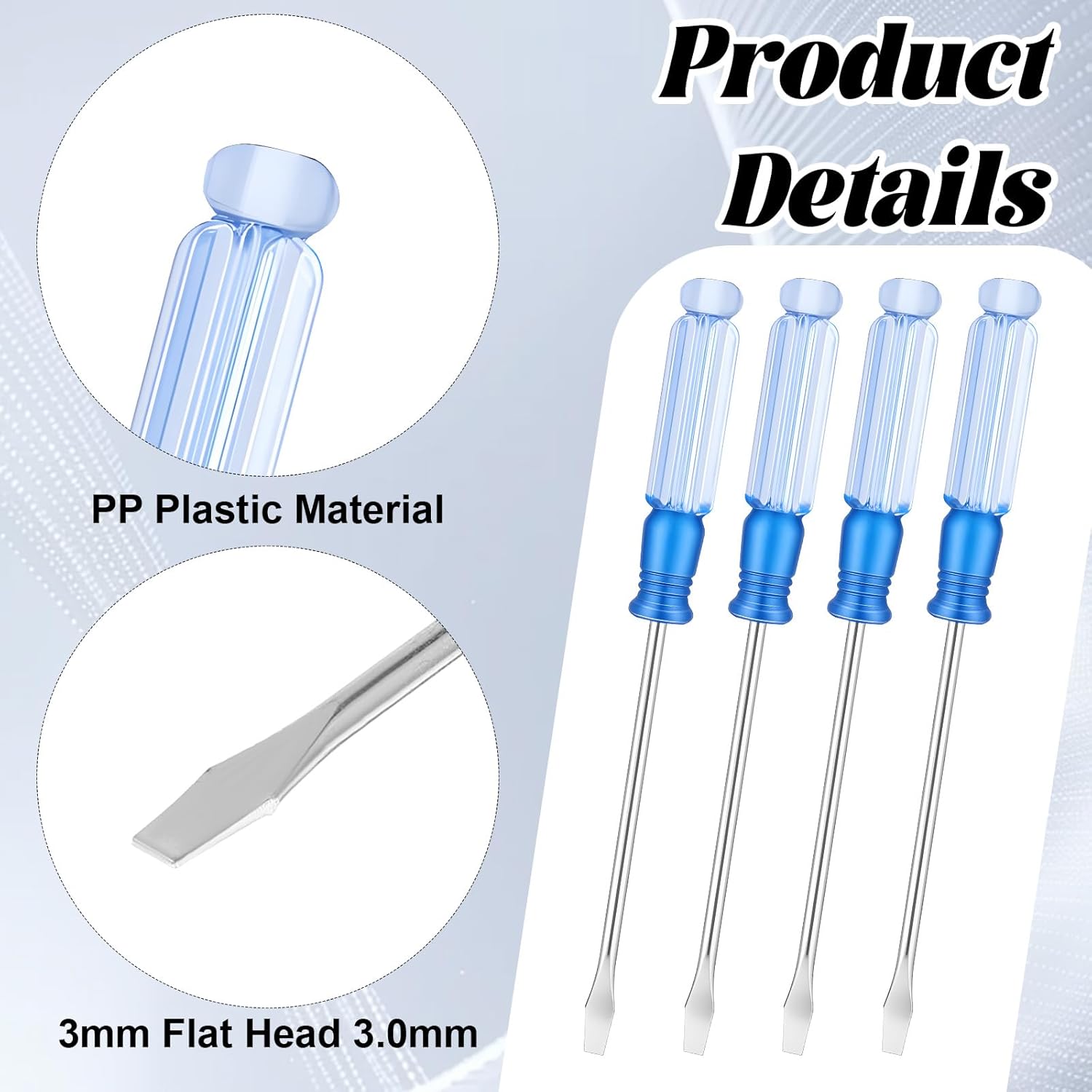4 PCS Mini Flat Head Screwdriver, 3.0mm Size 127mm Length Small Flathead Screwdrivers, Mini Flathead Screwdrivers for Glasses, Watch, Laptop, Small Appliances Repair