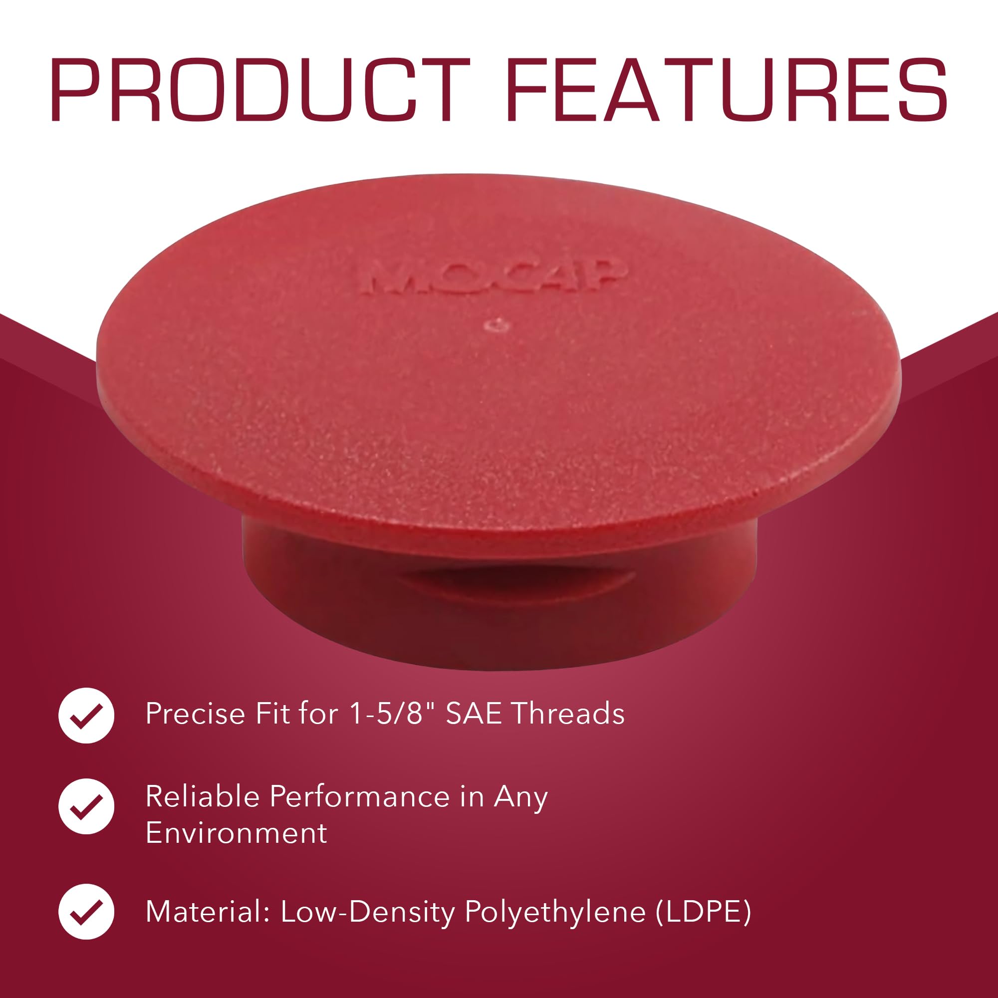MOCAP Red Push-in Plugs for SAE and NPT Threads - Plug for 1-5/8