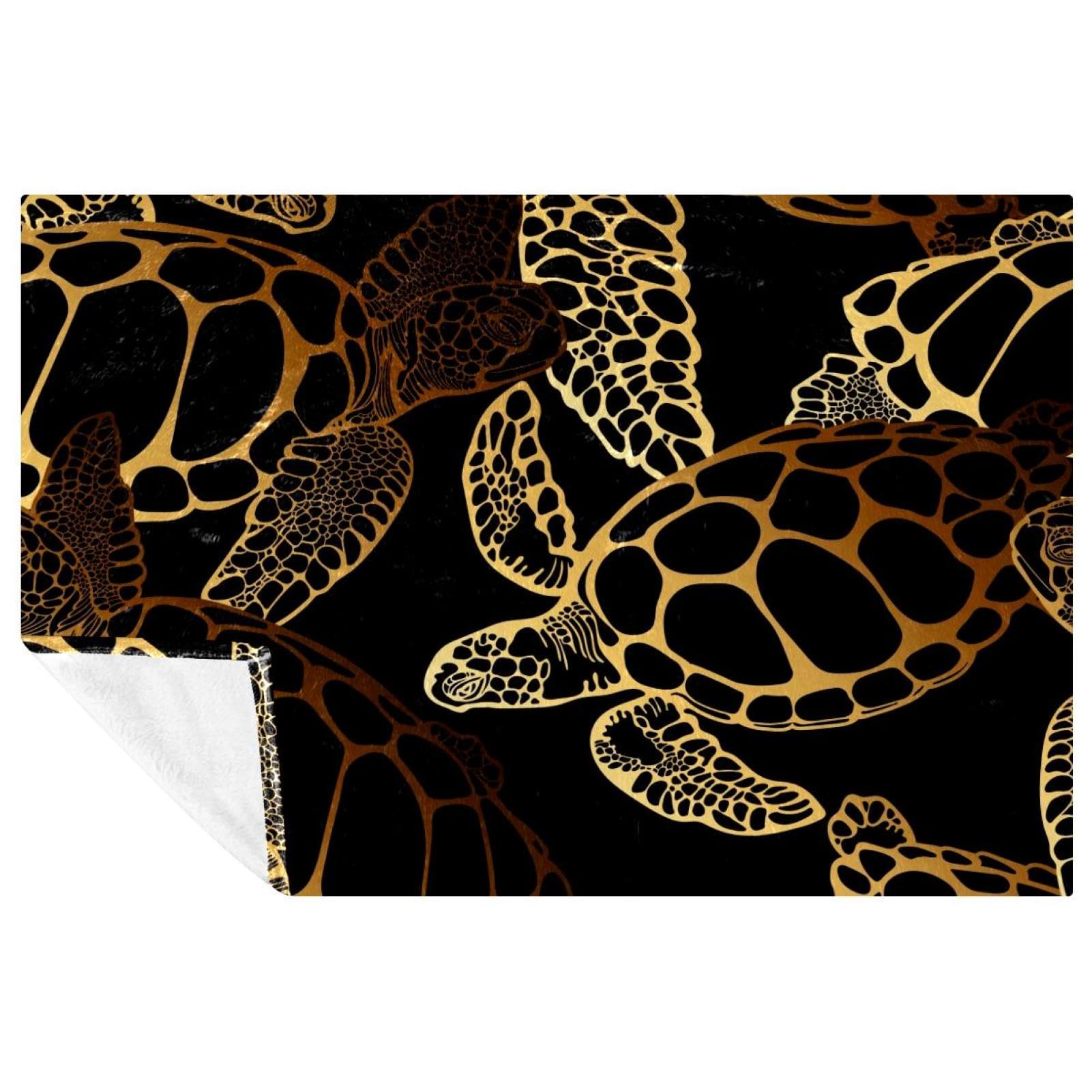 Couverture tortue de mer bohème dorée : le plaid doux idéal pour régler le problème du froid