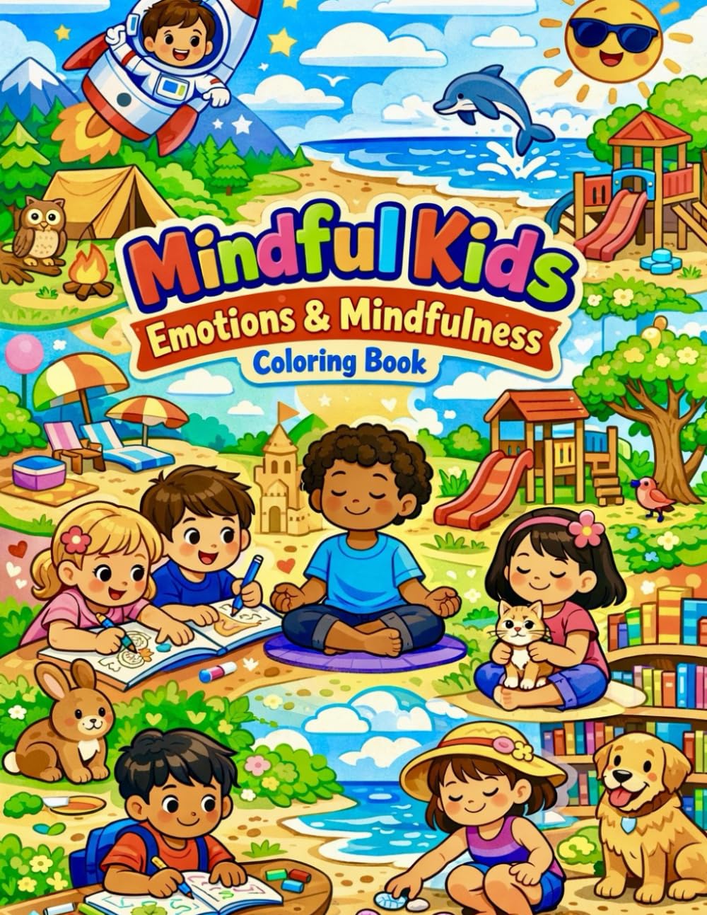 Mindful Kids: Emotions & Mindfulness Coloring Book: Fun Scenes for Children to Explore Feelings, Mindfulness, and Kindness – Ages 4-8