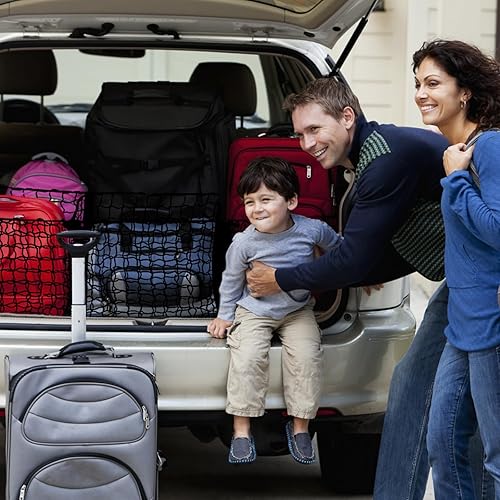 Miniatura 7 de Extensor de red de carga de 3 bolsillos, 47.2 x 11.8 pulgadas, organizador de malla para caja de camión con gancho de metal, red de carga resistente