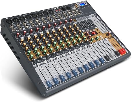 Audio mixer, clean sound! 12 Channel Mixer DJ 48V Phantom Power USB Bluetooth for Recording Stage