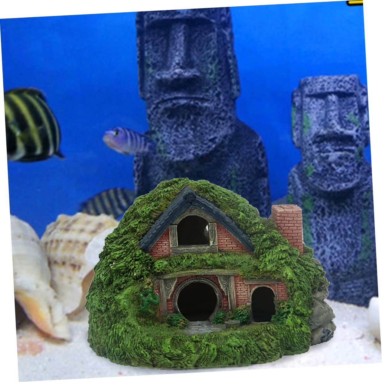 Cabilock Cueva Escondida de Resina para Acuario, Cueva Decorativa Resistente y Estable para Peces y Camarones