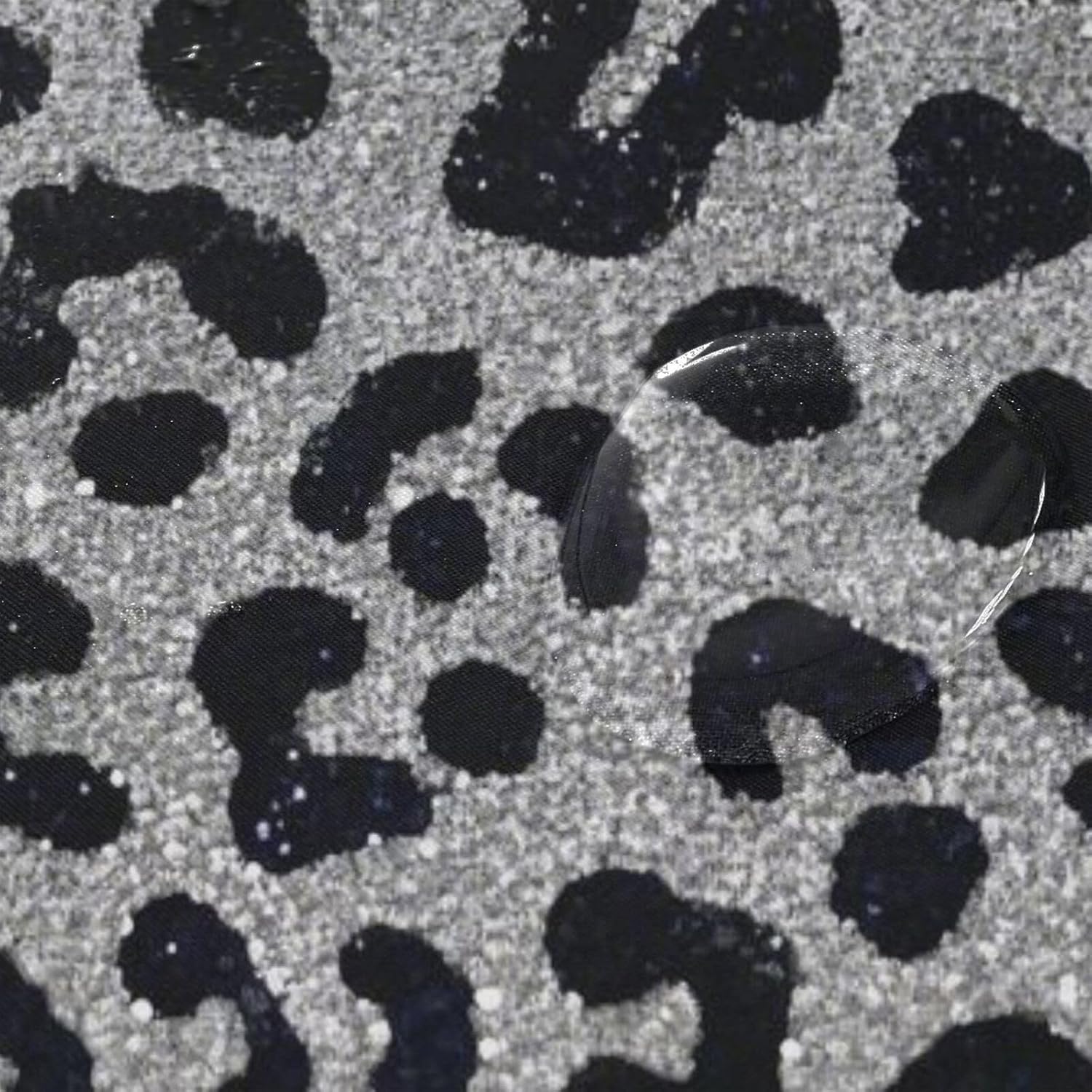 72x72 Inch Water Repellent Material Shower Curtain with Washable Fabric Material Tub Shower Curtain Liner for Bath Fake Glitter Leopard Print Grey