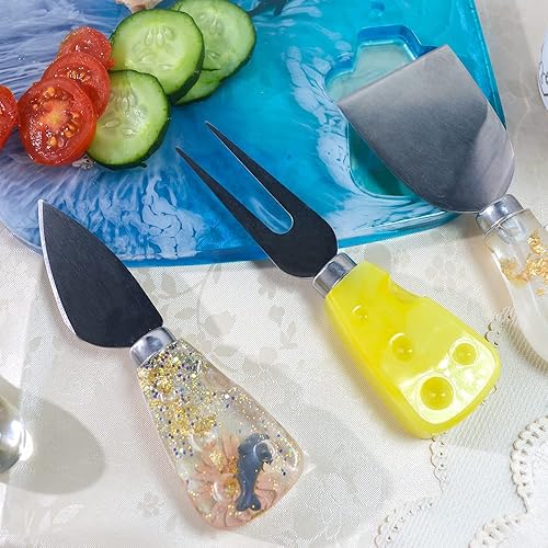 Miniatura 3 de Moldes de resina de vajilla, bandeja de mango cuadrado, molde de resina de silicona, forma de queso, cuchillo de empuñadura, tenedor, mango, moldes