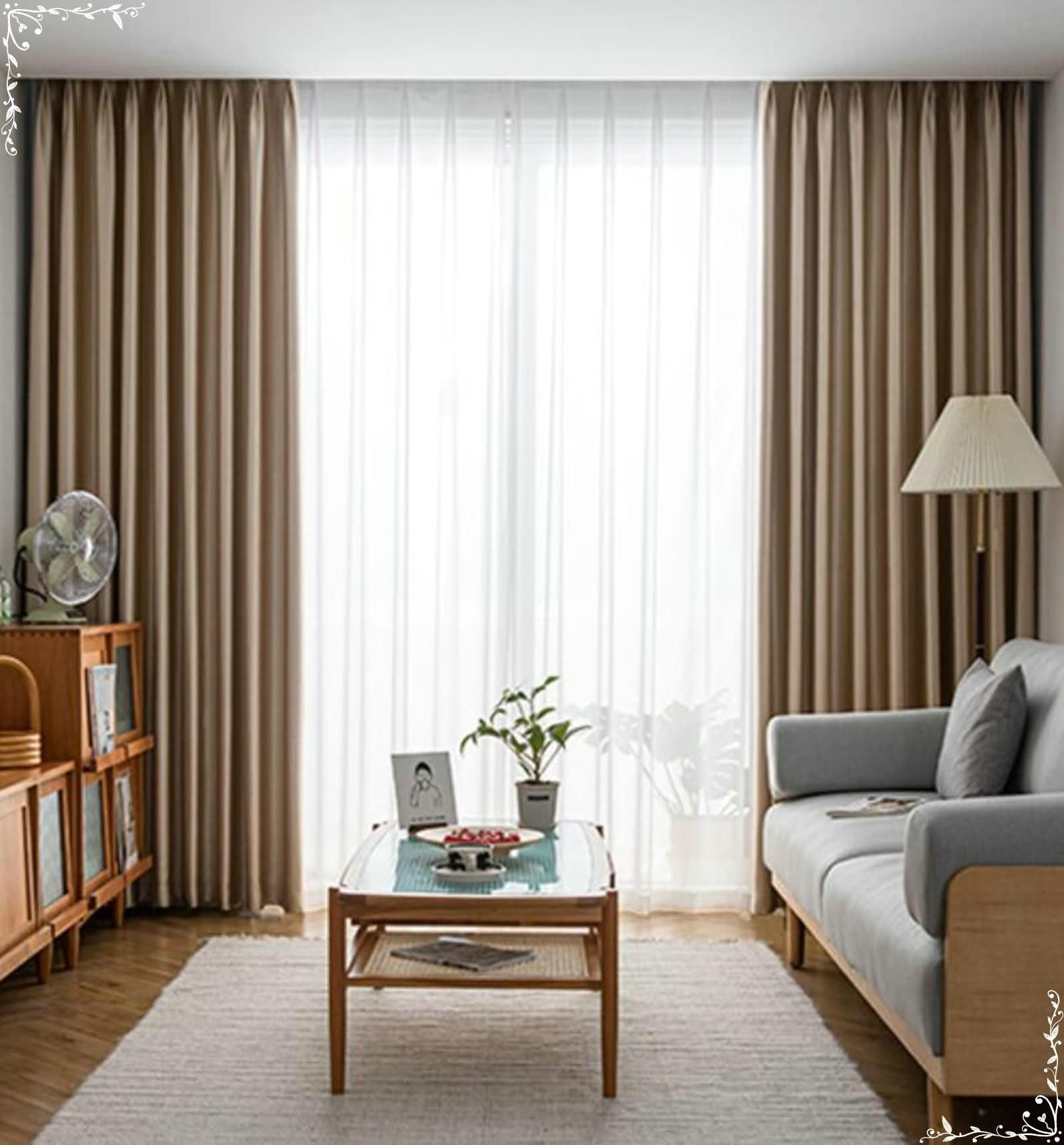 Due Pannelli Tende Blackout,2 x 107W x 214H CM,Tende Oscuranti E Termiche Beige Cachi Tinta Unita Tenda a Gancio